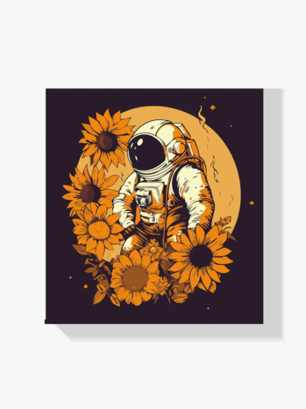 Astronaut mit Sonnenblumen