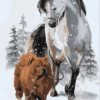 Diamond Painting Hund mit Pferd