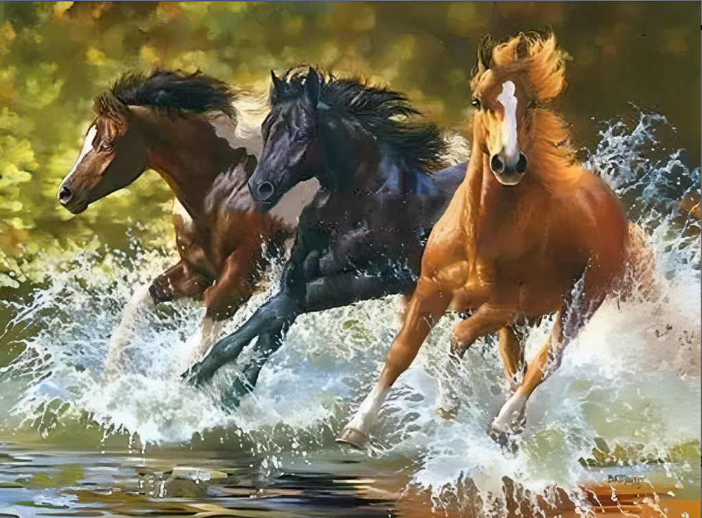 Diamond Painting Pferde auf dem Wasser