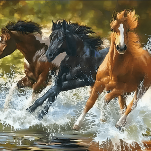 Diamond Painting Pferde auf dem Wasser