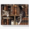 Diamond Painting Schlafende Katze in der Bibliothek