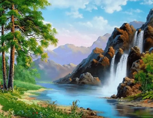 Diamond Painting Schöner Wasserfall
