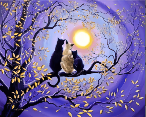 Diamond Painting Katzen im Mondlicht