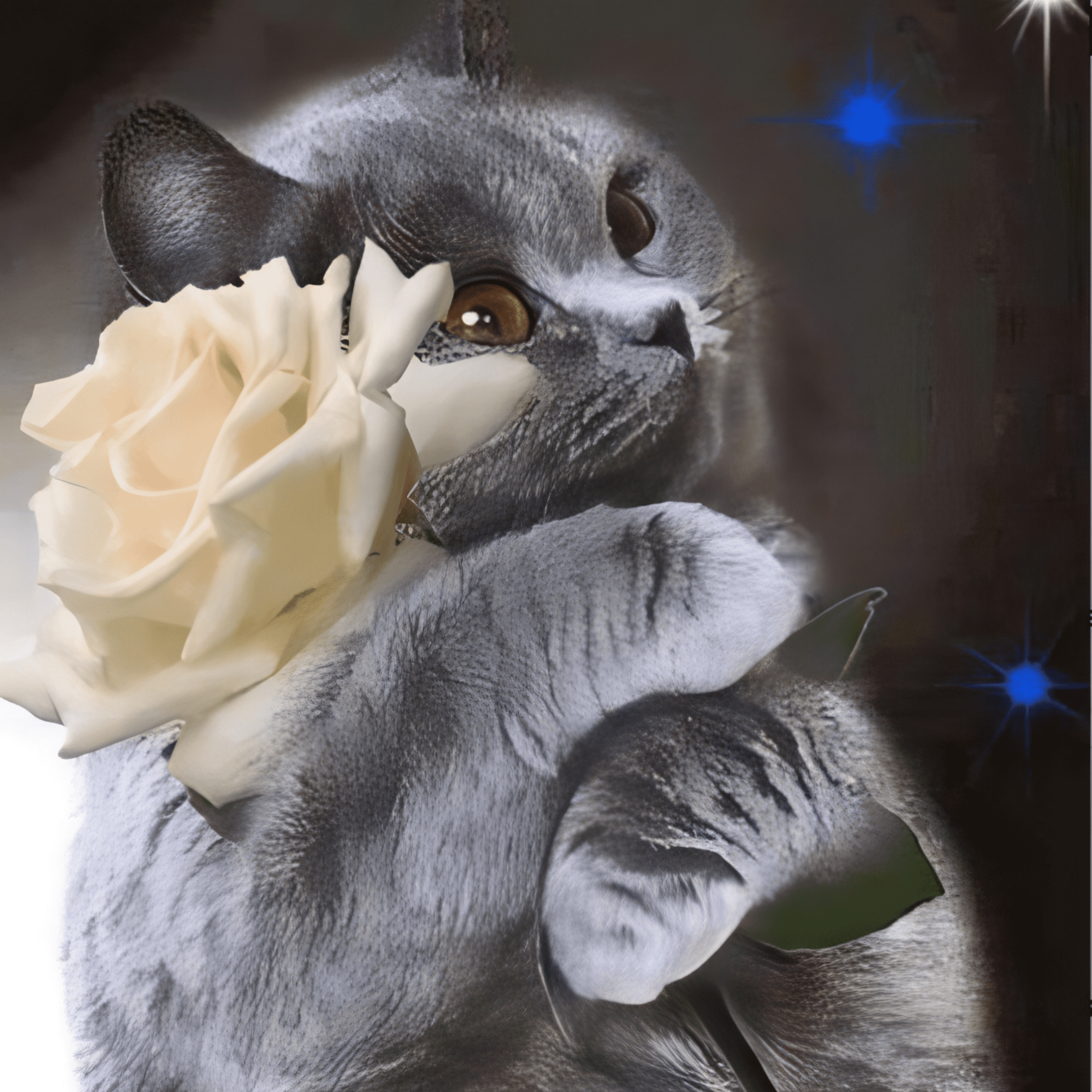 Diamond Painting Katze mit Blume