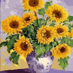 Bunte Sonnenblumen in einer Vase