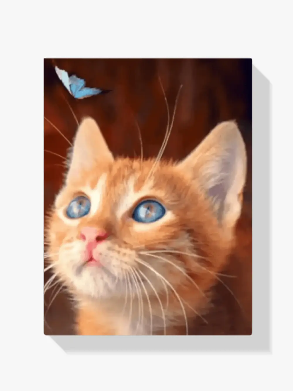 Diamond Painting Braune Katze mit blauem Schmetterling