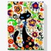 Diamond Painting Abstrakte Katze mit Blumen