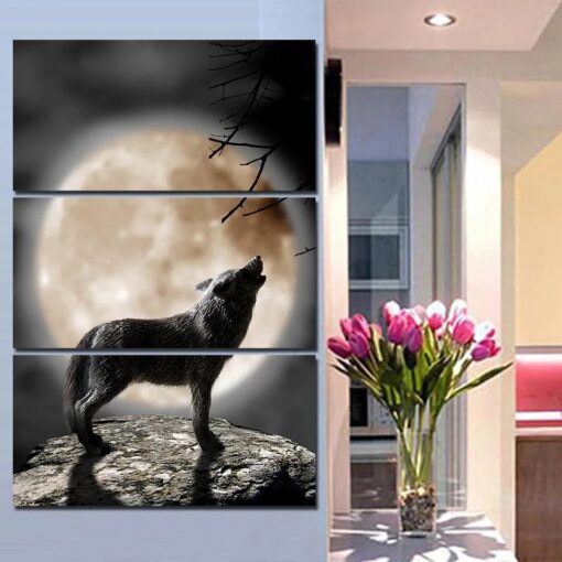 Diamond Painting Wolf - Mond 3 Panels