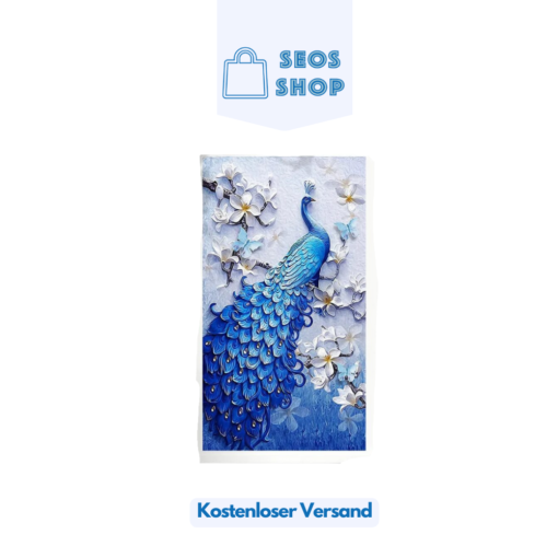 Diamond Painting XXL Blauer Pfau mit AB Steine – SEOS Shop ®