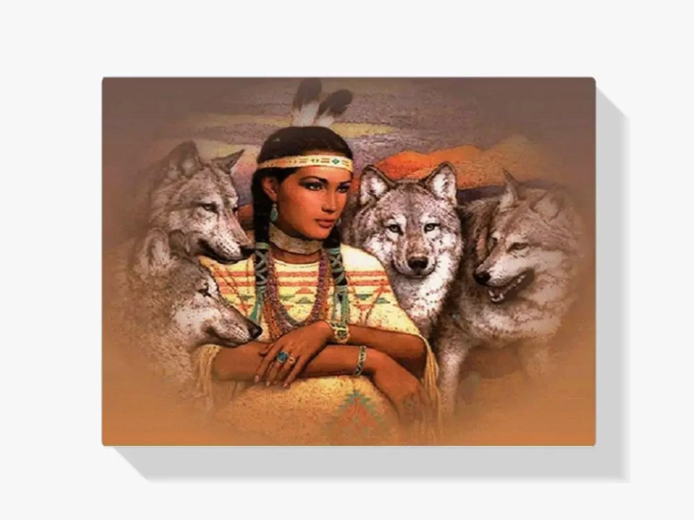 Diamond Painting Indianer – Wölfe