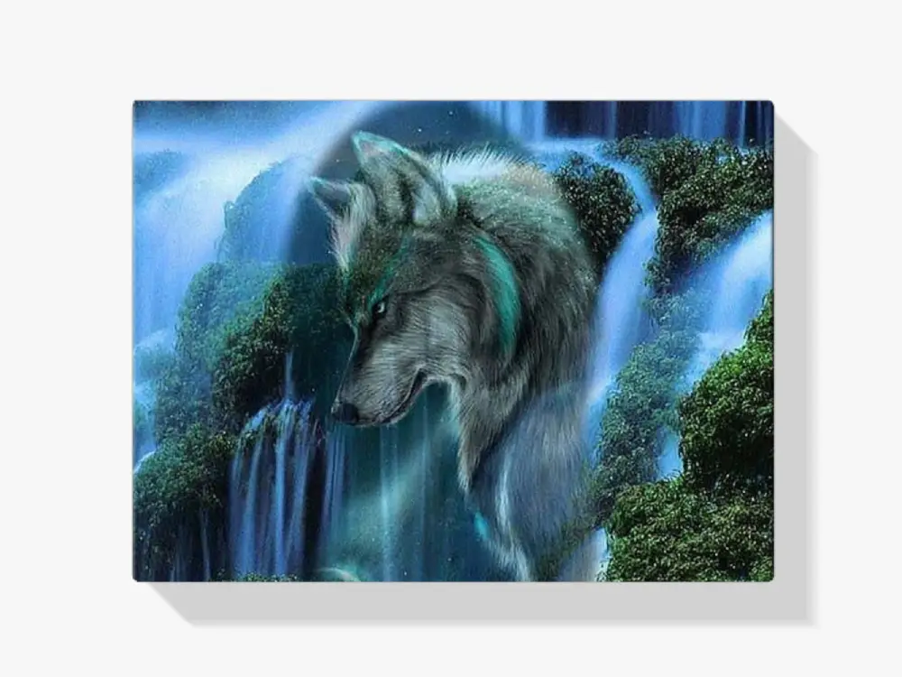 Diamond Painting Blau Wolf