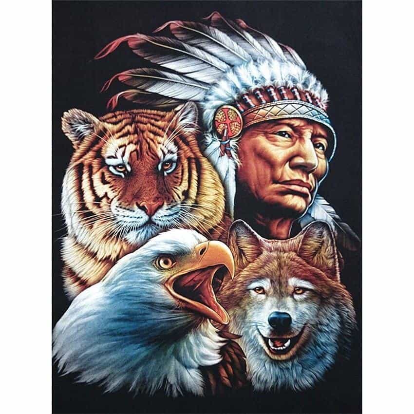 Diamond Painting Ureinwohner Amerikas - Tiere