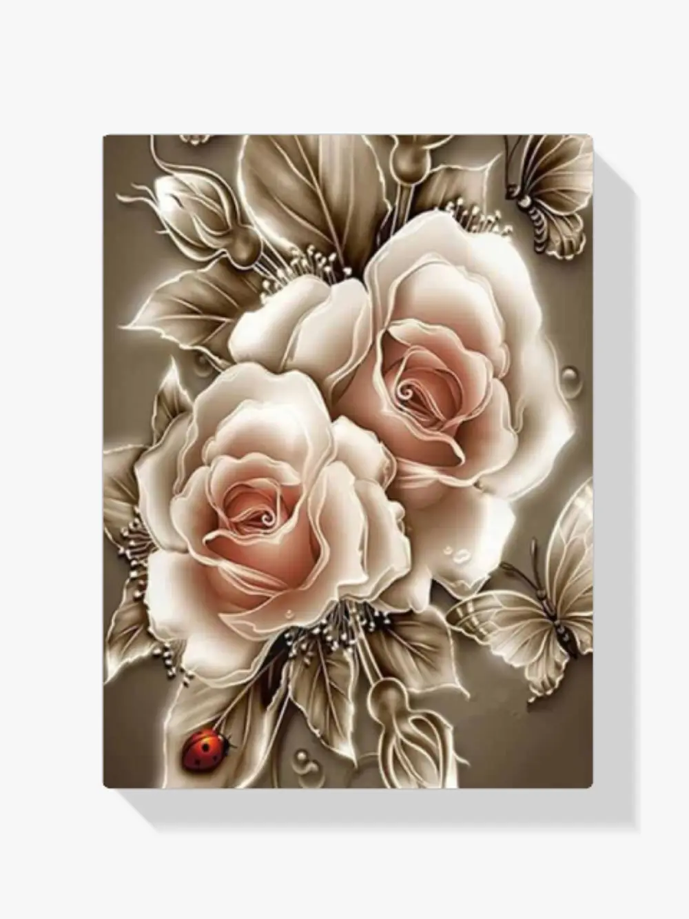 5D Diamond Painting Rose und Schmetterlinge