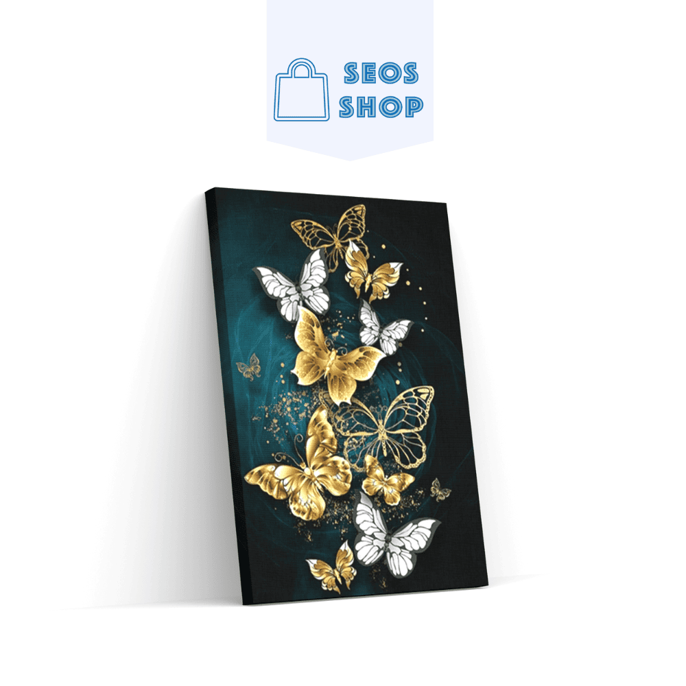 5D Diamond Painting Weiße und goldene Schmetterlinge – SEOS Shop ®