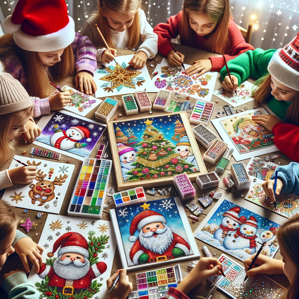 Weihnachtliche Bastelprojekte für Kinder: Spaßige Ideen mit Diamond Painting Karten und Aufklebern.