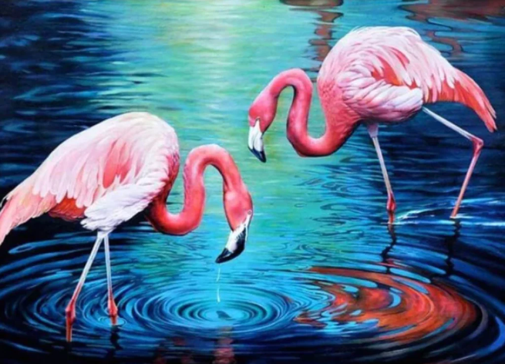 Flamingos im Wasser Diamond Painting
