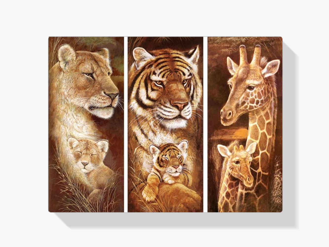 Löwe - Tiger - Giraffe | 3 Teile Diamond Painting