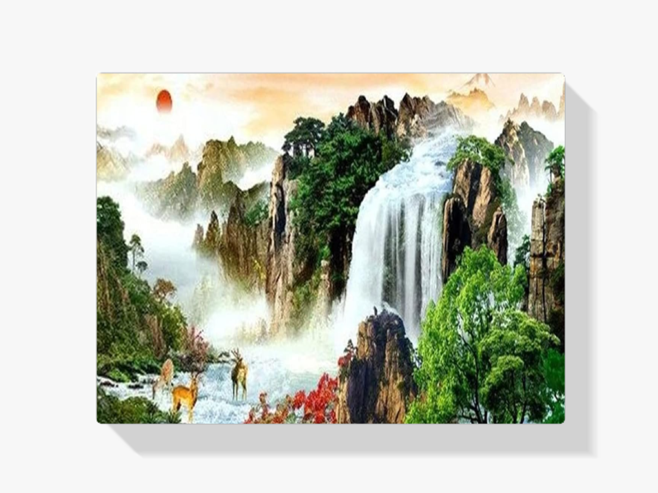 Berge Wasserfall-Bäume | Großformat Diamond Painting