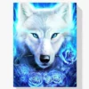Blauer Feuer Eiswolf Diamond Painting