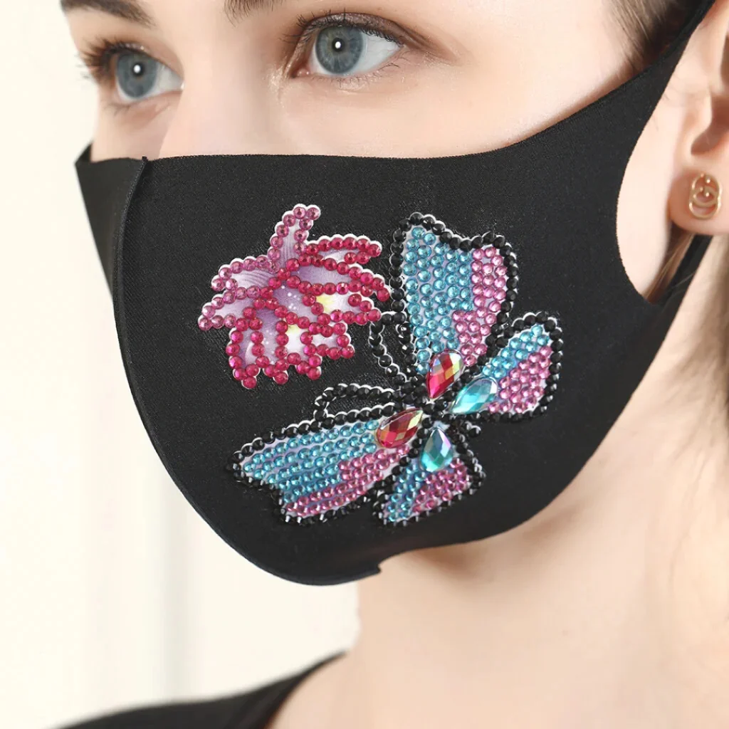 DIY-Maske Schmetterling mit Blume Diamond Painting