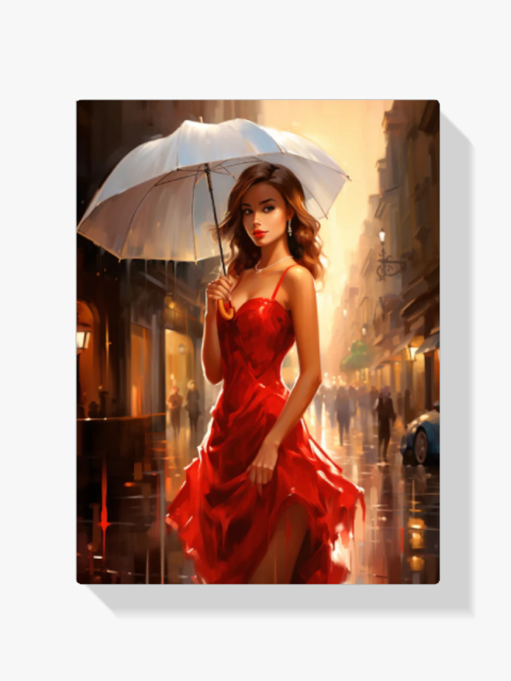 Dame im roten Kleid - Regen Diamond Painting