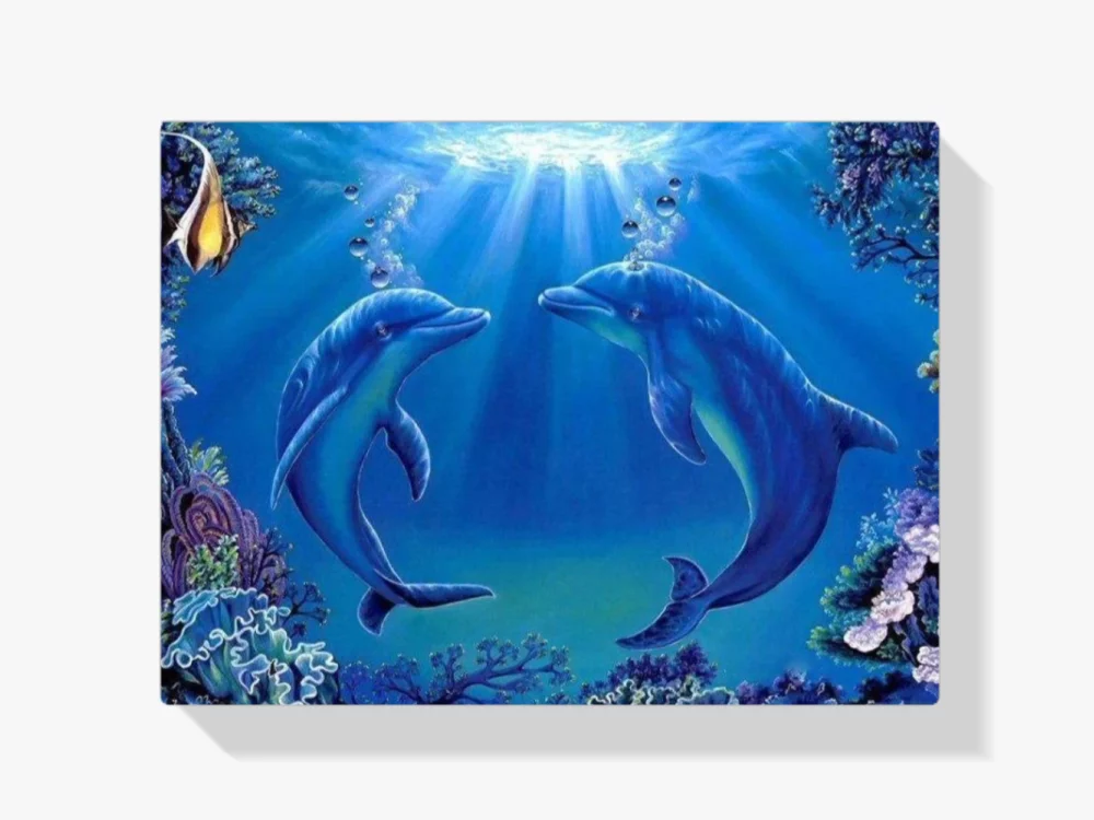 Delfine mit Sonnenstrahlen Diamond Painting