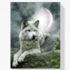 Der schöne Wolf bei Mondschein Diamond Painting