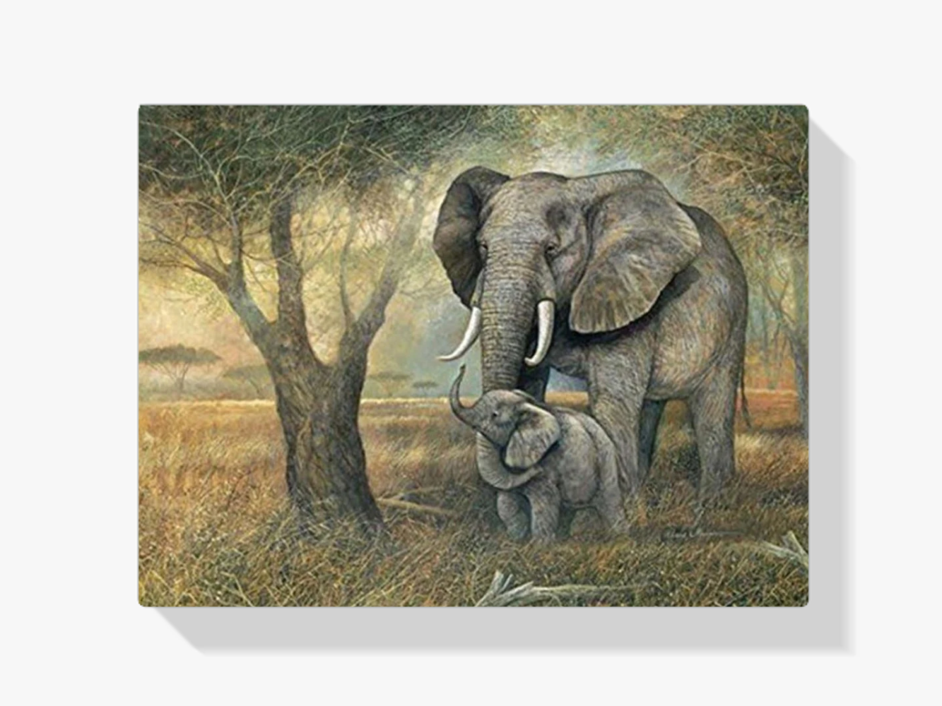 Elefant und Little by the Tree Diamond Painting