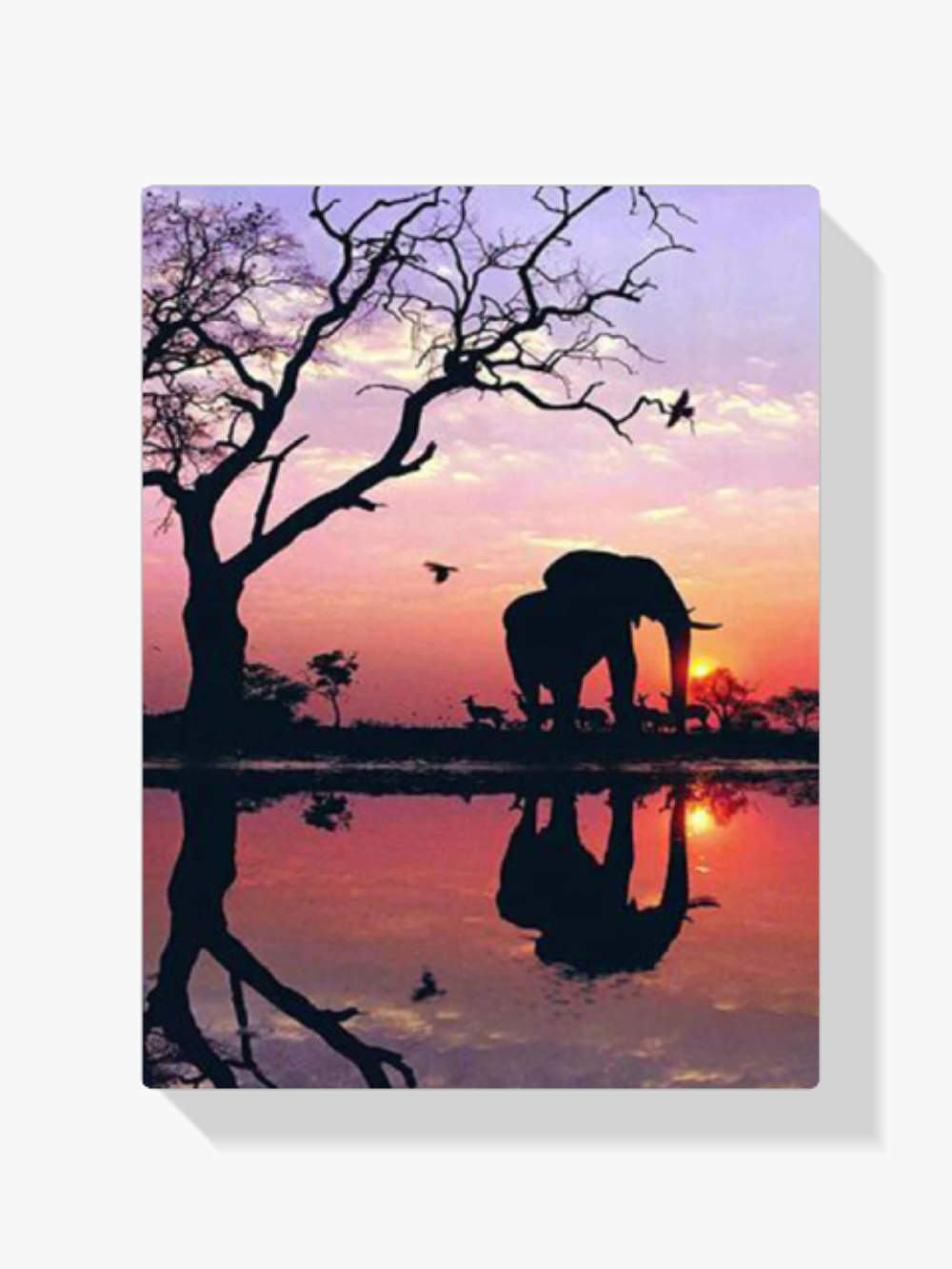 Elefanten-Sonnenuntergang Diamond Painting