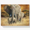 Elefantenfamilie im Gras Diamond Painting