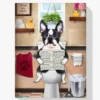 Französische Bulldogge Auf Toilette Diamond Painting