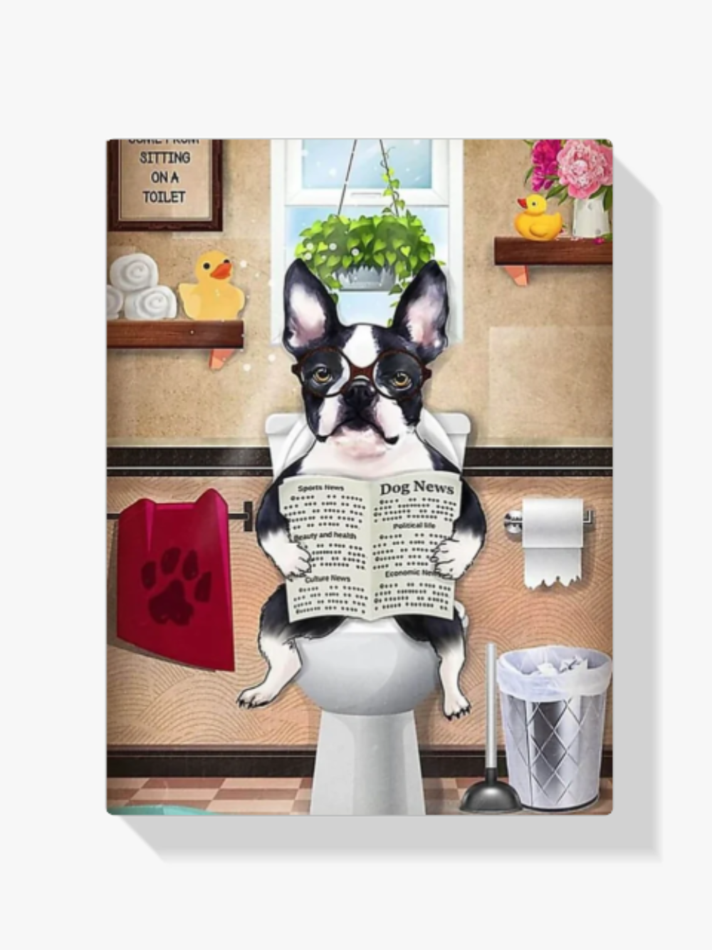 Französische Bulldogge Auf Toilette Diamond Painting