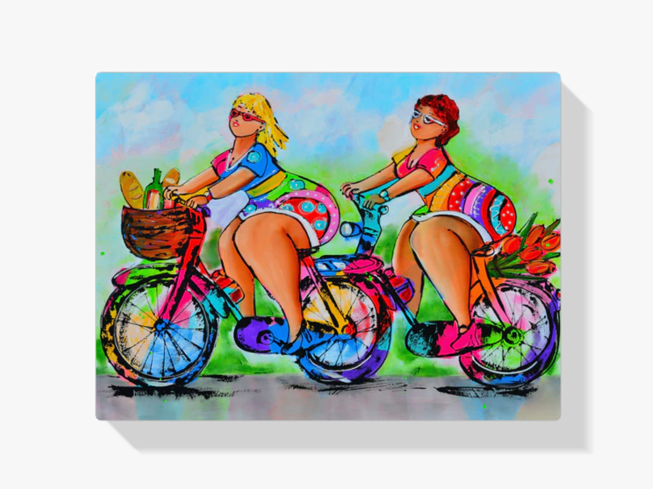Fröhliche Malerei - Dicke Damen auf dem Fahrrad Diamond Painting