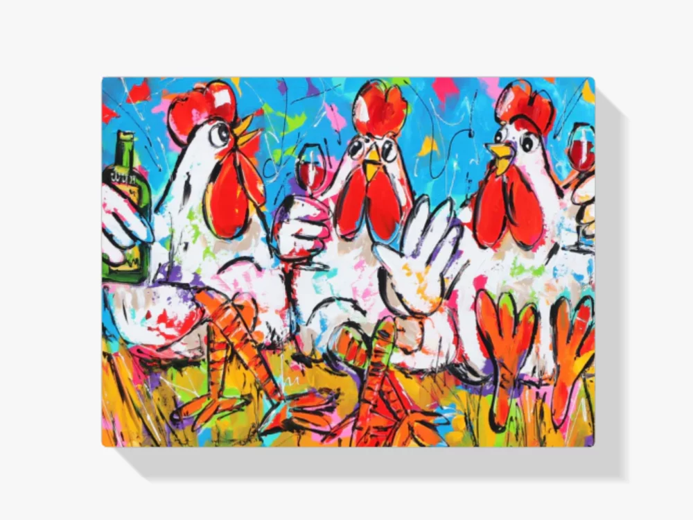 Fröhliche Malerei - Hühner mit Wein Diamond Painting