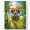 Hund fröhlich durchs Wasser Diamond Painting