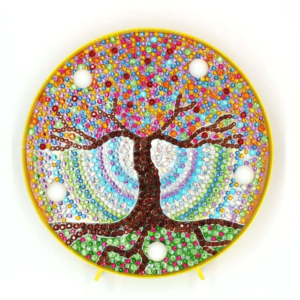 Runde Lampe Mandala Baum des Lebens Diamond Painting