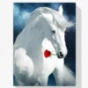 Weißes Pferd mit roter Rose Diamond Painting