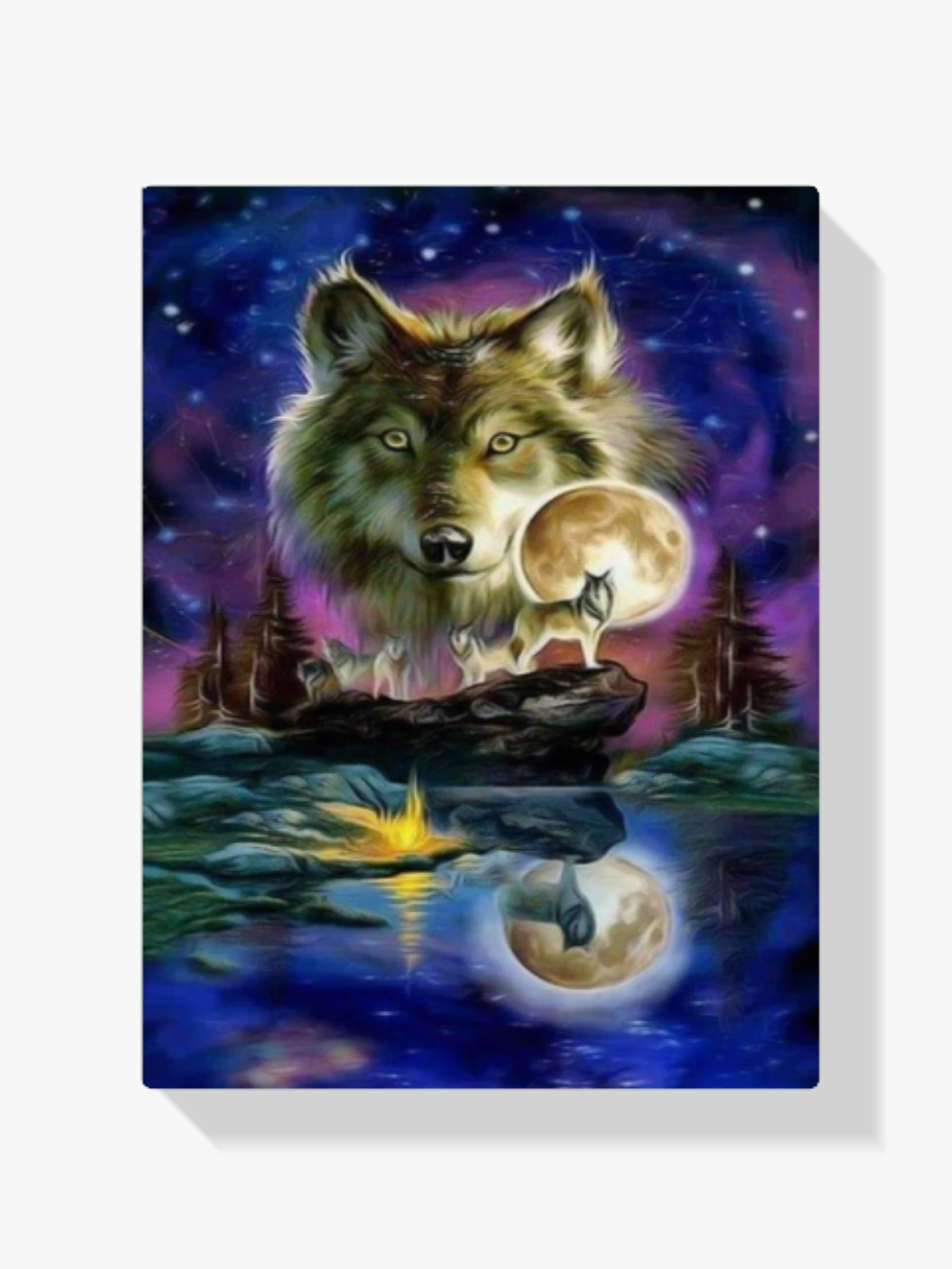Wolf bei Vollmond Diamond Painting